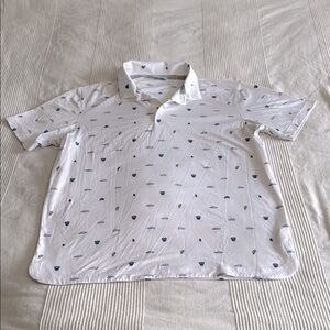 Puma Sample White Golf Shirt with Navy Patterned Accents Size Medium